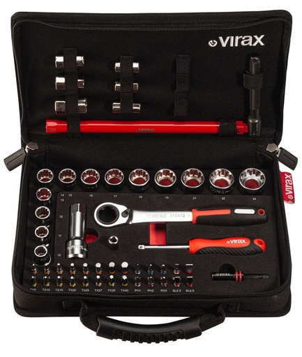 [VIRno_sign310410] Coffret douilles traversante +  embouts 1/4" + clé robinet